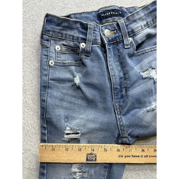 Aeropostale Jeans Womens 000 Blue Denim Hi Rise Jegging Stretch Normcore Ladies - Picture 9 of 12